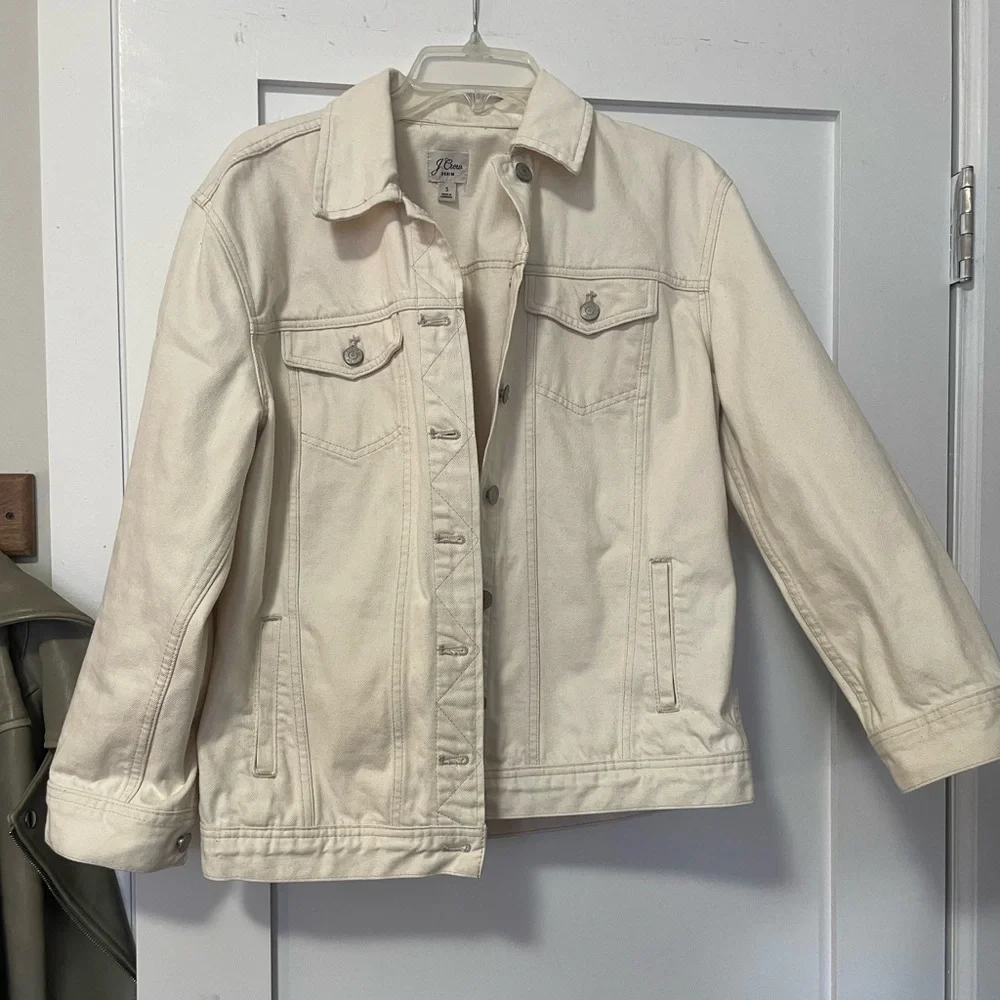 J.Crew Relaxed Denim Jacket in Ecru - Picture 3 of 5